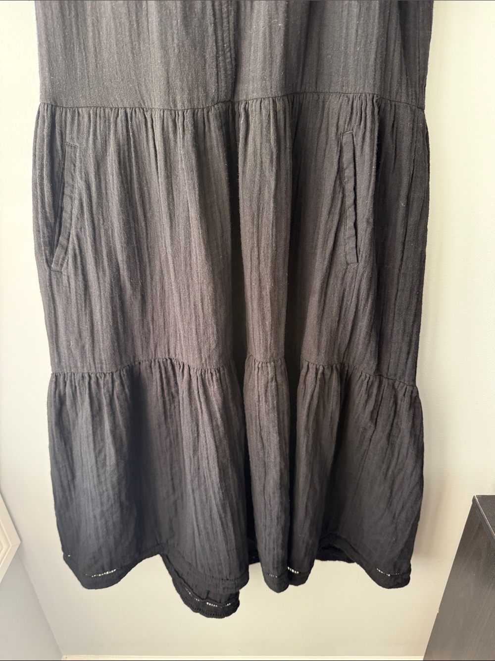 ME+EM Black Cheesecloth Relaxed Midi Day Dress - Picture 5 of 8